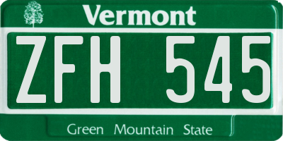 VT license plate ZFH545