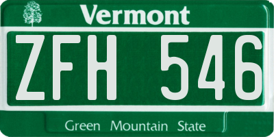 VT license plate ZFH546