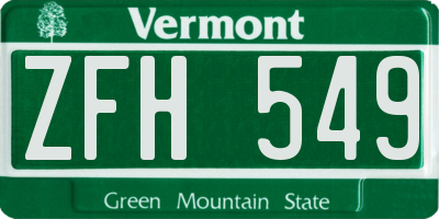 VT license plate ZFH549