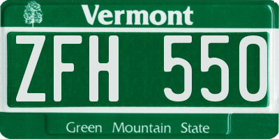 VT license plate ZFH550