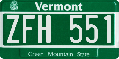 VT license plate ZFH551