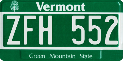 VT license plate ZFH552