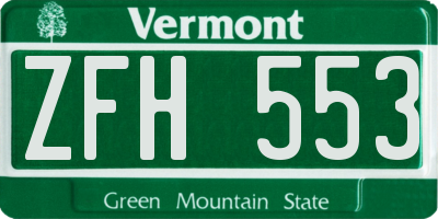 VT license plate ZFH553