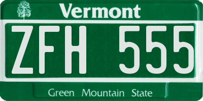 VT license plate ZFH555