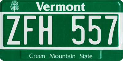 VT license plate ZFH557