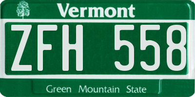 VT license plate ZFH558