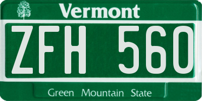 VT license plate ZFH560