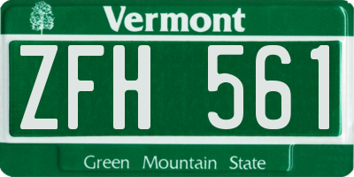 VT license plate ZFH561