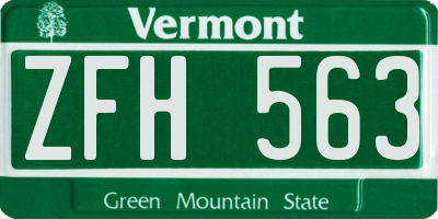 VT license plate ZFH563