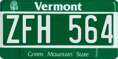VT license plate ZFH564
