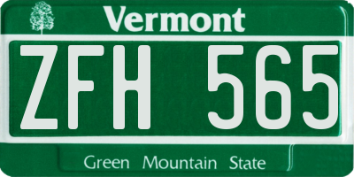 VT license plate ZFH565