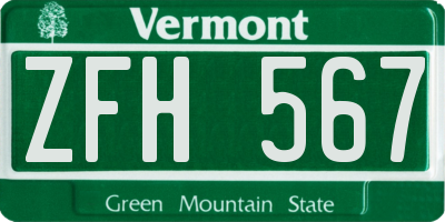 VT license plate ZFH567