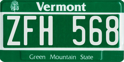 VT license plate ZFH568