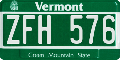 VT license plate ZFH576