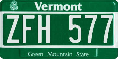 VT license plate ZFH577