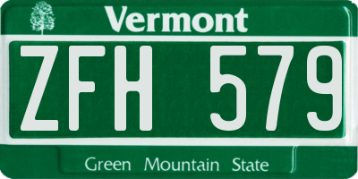 VT license plate ZFH579