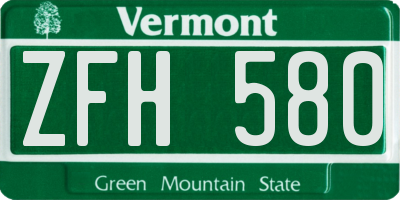 VT license plate ZFH580