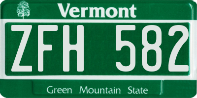 VT license plate ZFH582