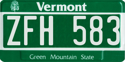 VT license plate ZFH583