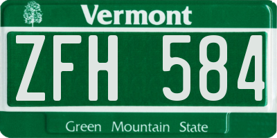 VT license plate ZFH584