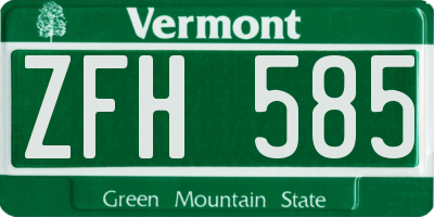 VT license plate ZFH585