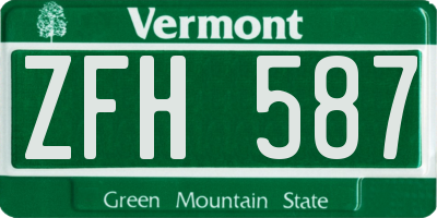 VT license plate ZFH587