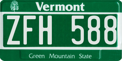 VT license plate ZFH588