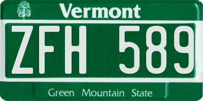 VT license plate ZFH589