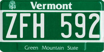 VT license plate ZFH592