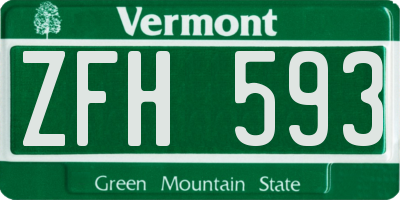 VT license plate ZFH593