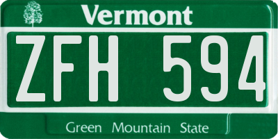 VT license plate ZFH594