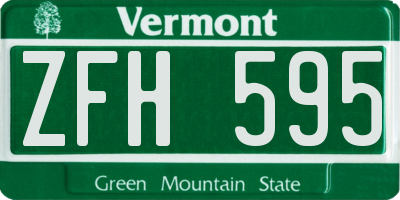 VT license plate ZFH595
