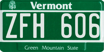 VT license plate ZFH606