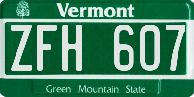 VT license plate ZFH607