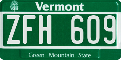VT license plate ZFH609