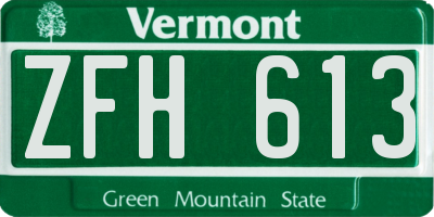 VT license plate ZFH613