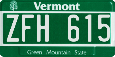 VT license plate ZFH615