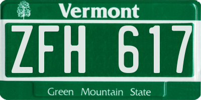 VT license plate ZFH617