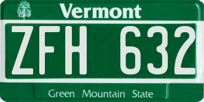 VT license plate ZFH632