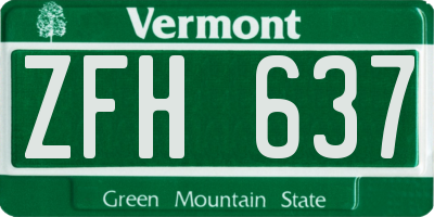 VT license plate ZFH637