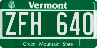VT license plate ZFH640