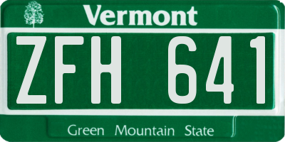 VT license plate ZFH641