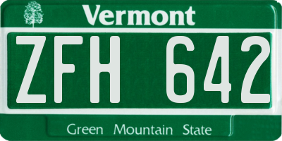 VT license plate ZFH642
