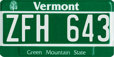 VT license plate ZFH643