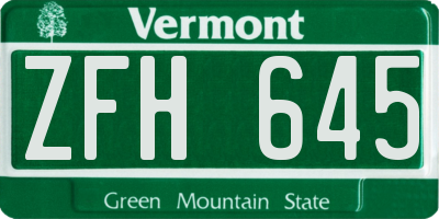 VT license plate ZFH645