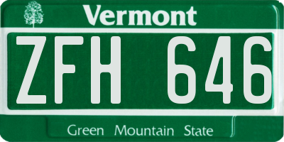 VT license plate ZFH646