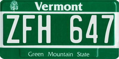 VT license plate ZFH647