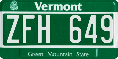 VT license plate ZFH649