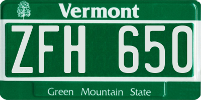 VT license plate ZFH650