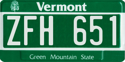 VT license plate ZFH651